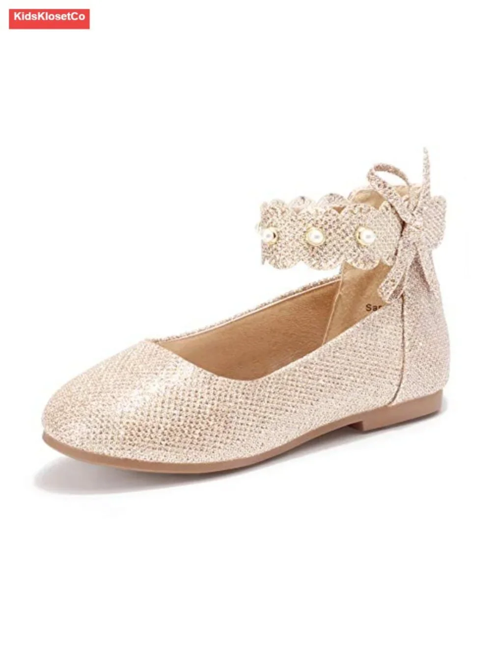 Girls Ballet Flats Mary Jane Bow Pearl Hook and Loop High Top Flower Girl Shoes